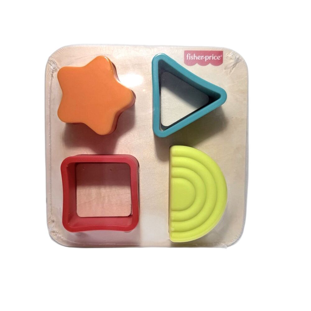 Fisher-Price Wooden Silicone Puzzle Shape-Sorter Developmental Toy for Baby NWT